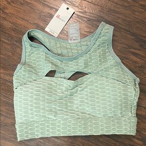 Mint Green Textured Sports Bra